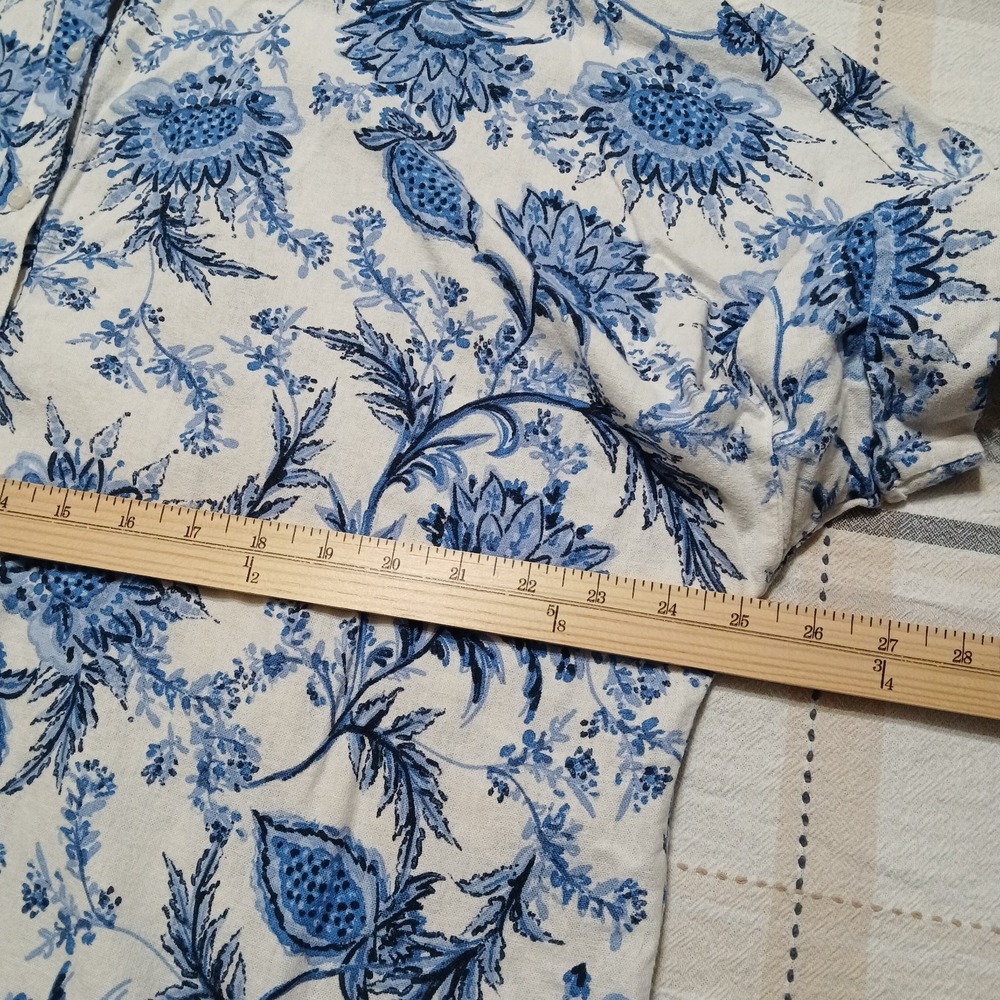 Tommy Hilfiger Men's 2XL White Blue Hawaiian Linen Blend Short Sleeve Polo Shirt - Picture 7 of 8